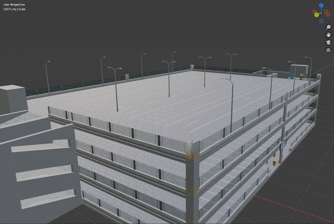 Parking garage Low-poly 3D model_3
