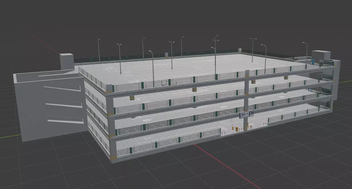 Parking garage Low-poly 3D model_0