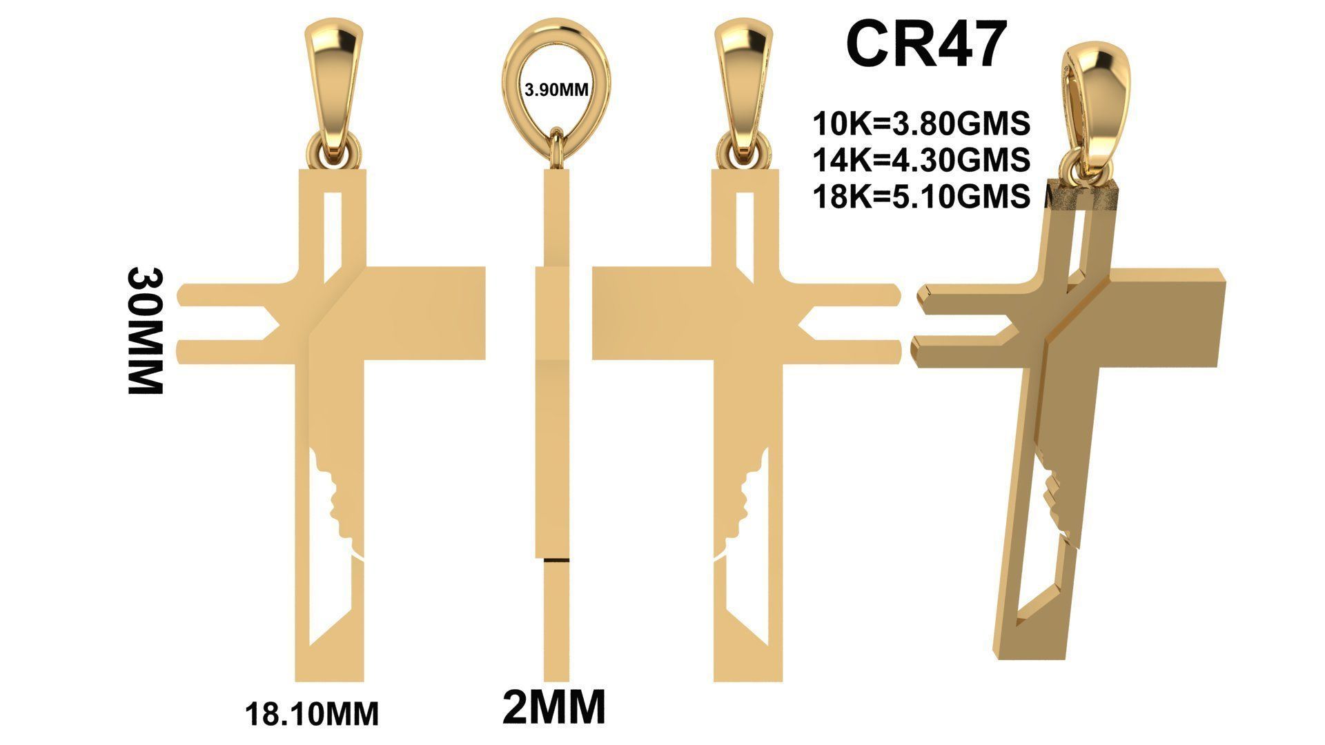 CROSS PENDANT CR47 3D print model_6