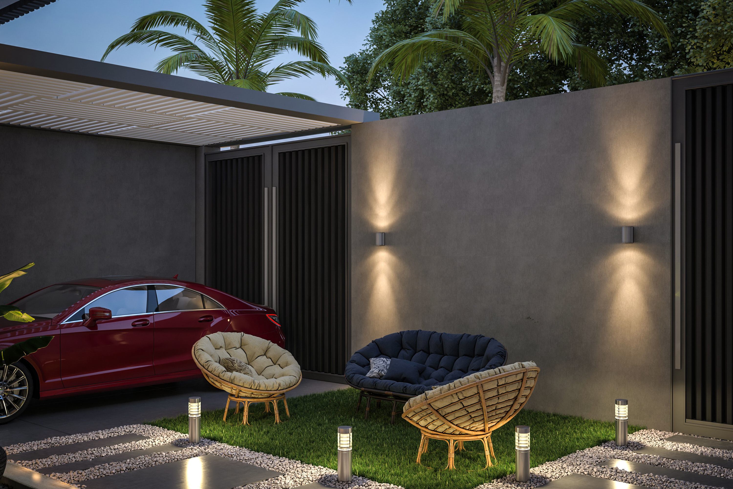 front Elevation House 3D model_2