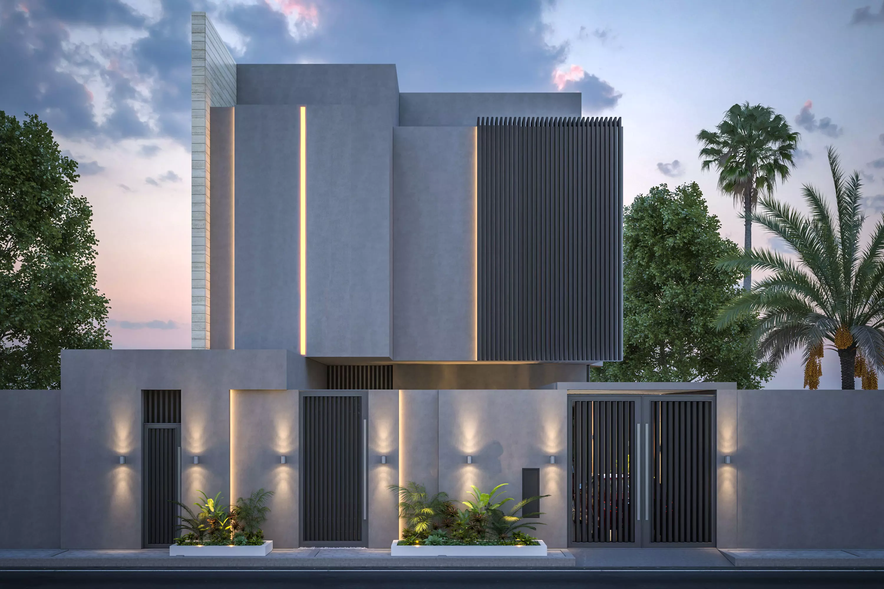 front Elevation House 3D model_0