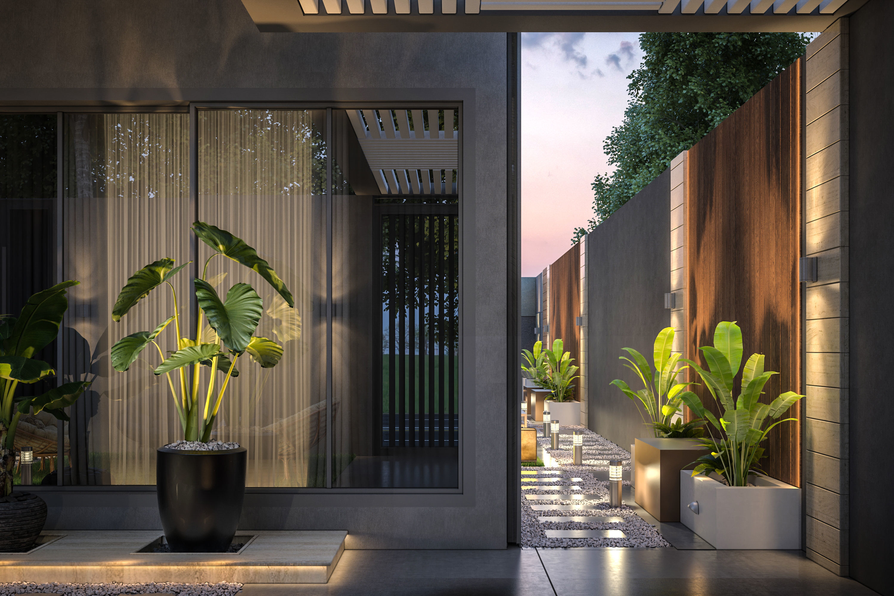 front Elevation House 3D model_3