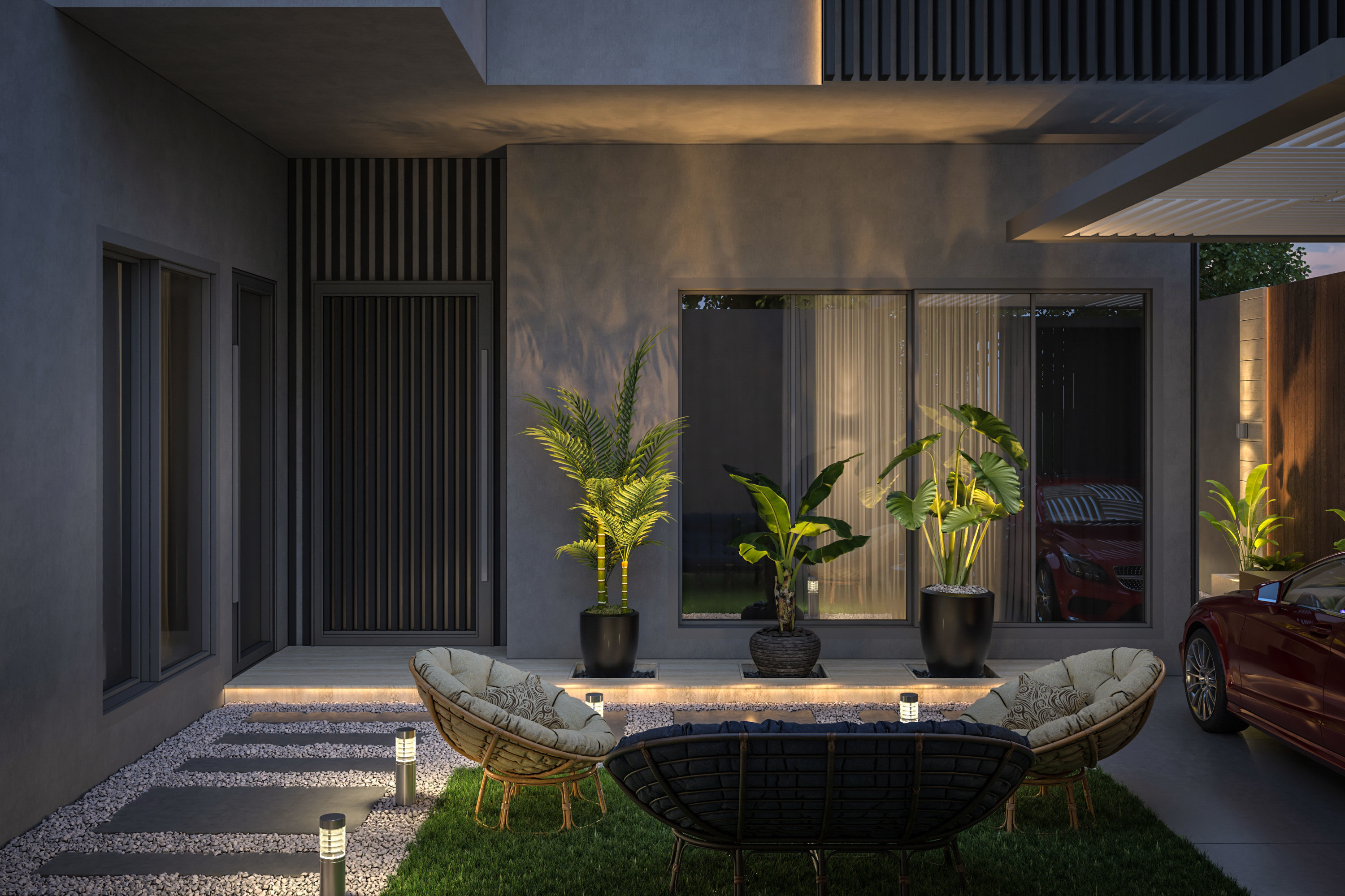 front Elevation House 3D model_1