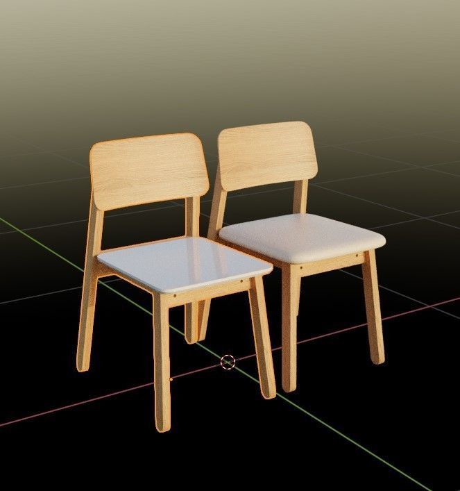 Wooden Chair Low-poly 3D model_2