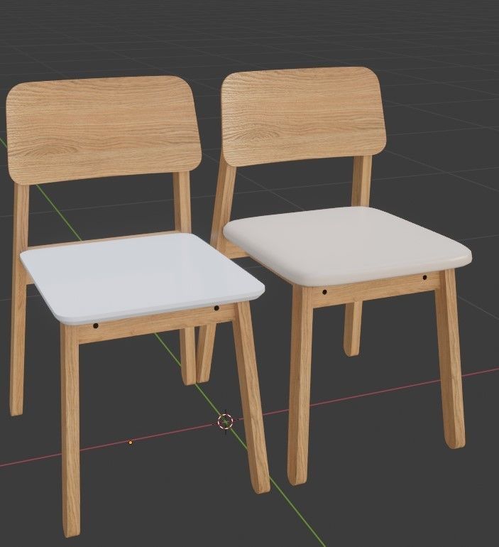 Wooden Chair Low-poly 3D model_3