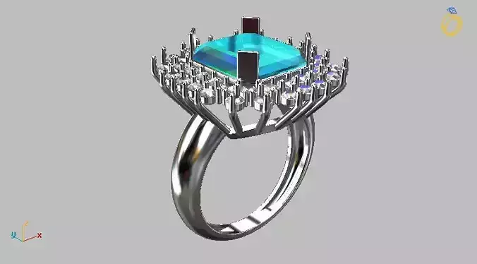 Gem Ring 9x10mm Hexagon