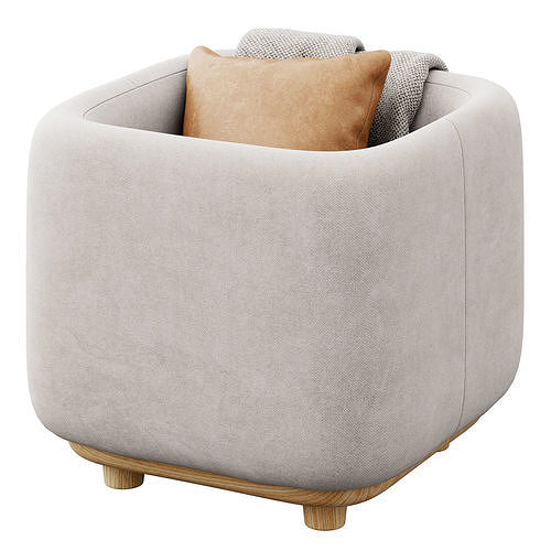 Maribo boucle storage ottoman by Article 3D model 4