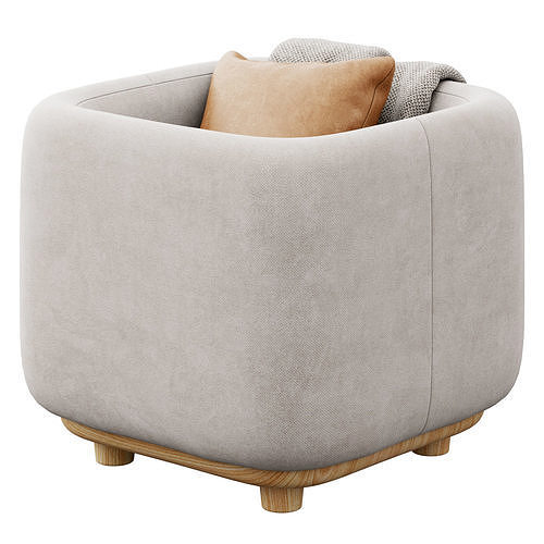 Maribo boucle storage ottoman by Article 3D model 2