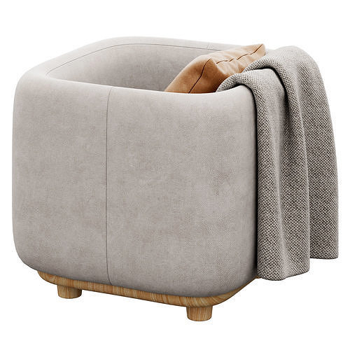 Maribo boucle storage ottoman by Article 3D model 7