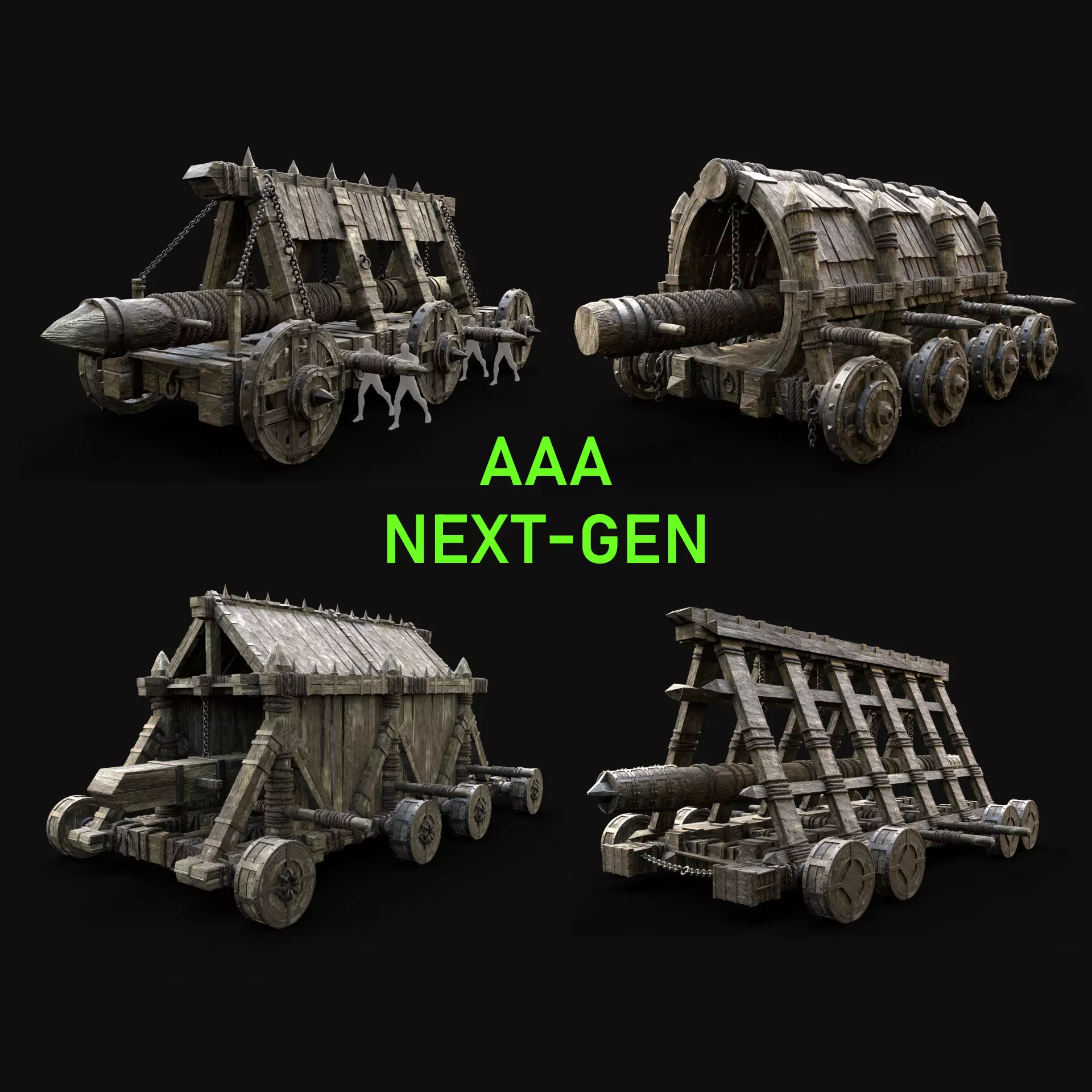 BATTERING RAM WAR MACHINE MEDIEVAL SIEGE ENGINE PACK COLLECTION _0