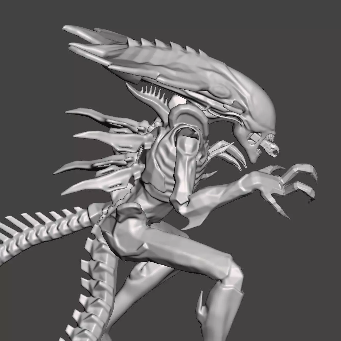 PRAETORIAN XENOMORPH ALIEN - AVP 2010 ARTICULATED DYNAMIC POSE 3D print model_0