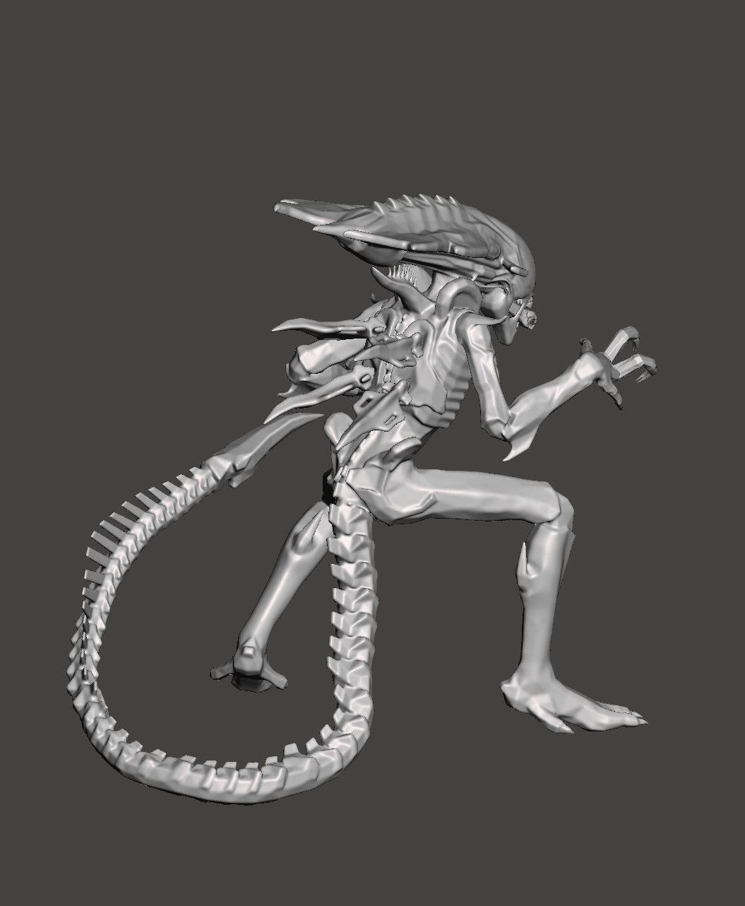 PRAETORIAN XENOMORPH ALIEN - AVP 2010 ARTICULATED DYNAMIC POSE 3D print model_5