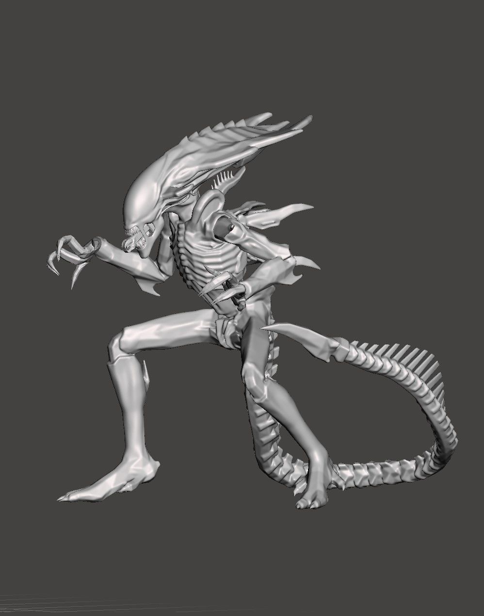 PRAETORIAN XENOMORPH ALIEN - AVP 2010 ARTICULATED DYNAMIC POSE 3D print model_15