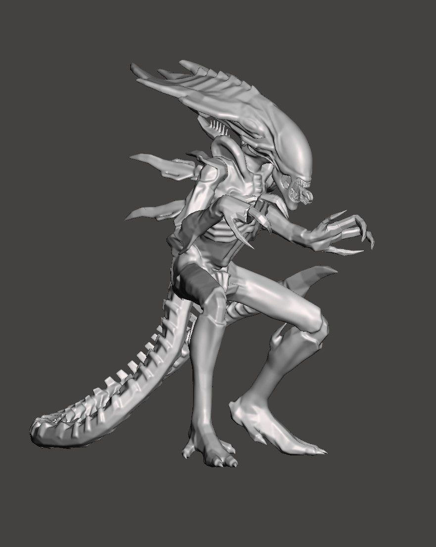 PRAETORIAN XENOMORPH ALIEN - AVP 2010 ARTICULATED DYNAMIC POSE 3D print model_3