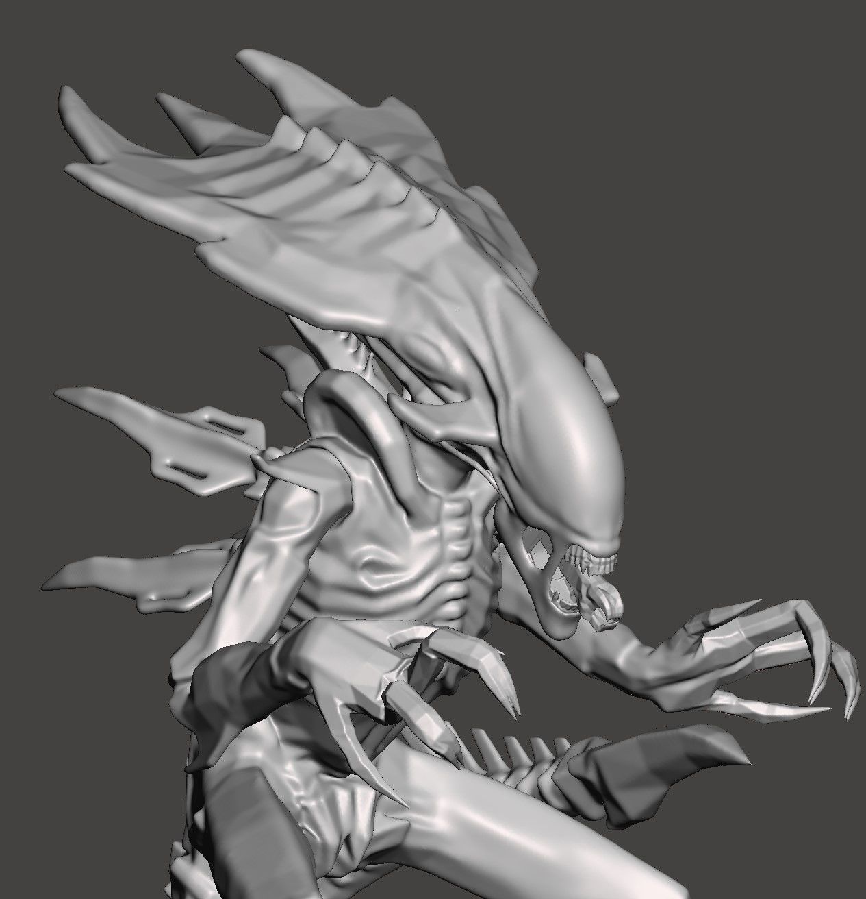 PRAETORIAN XENOMORPH ALIEN - AVP 2010 ARTICULATED DYNAMIC POSE 3D print model_24