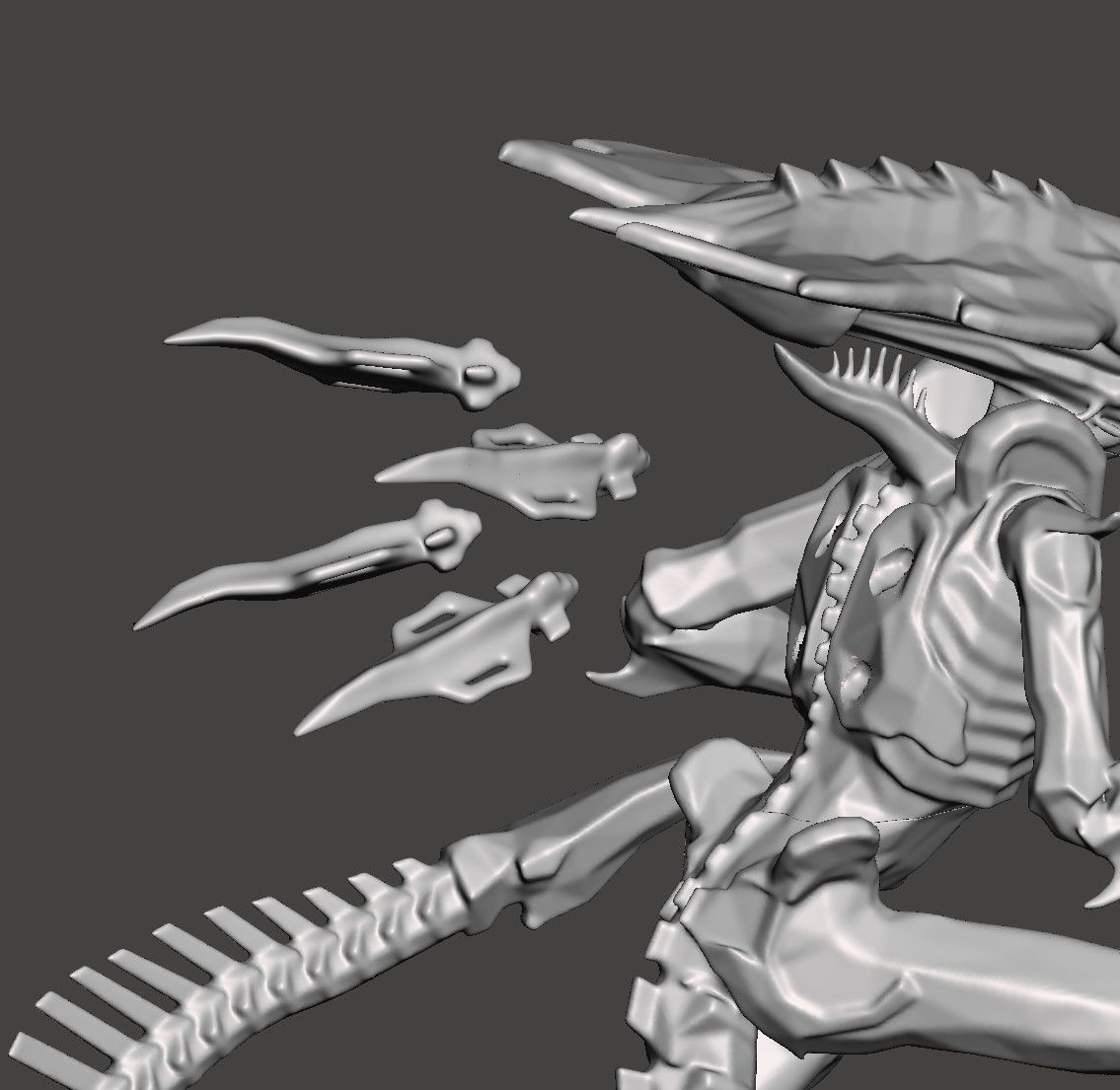 PRAETORIAN XENOMORPH ALIEN - AVP 2010 ARTICULATED DYNAMIC POSE 3D print model_23