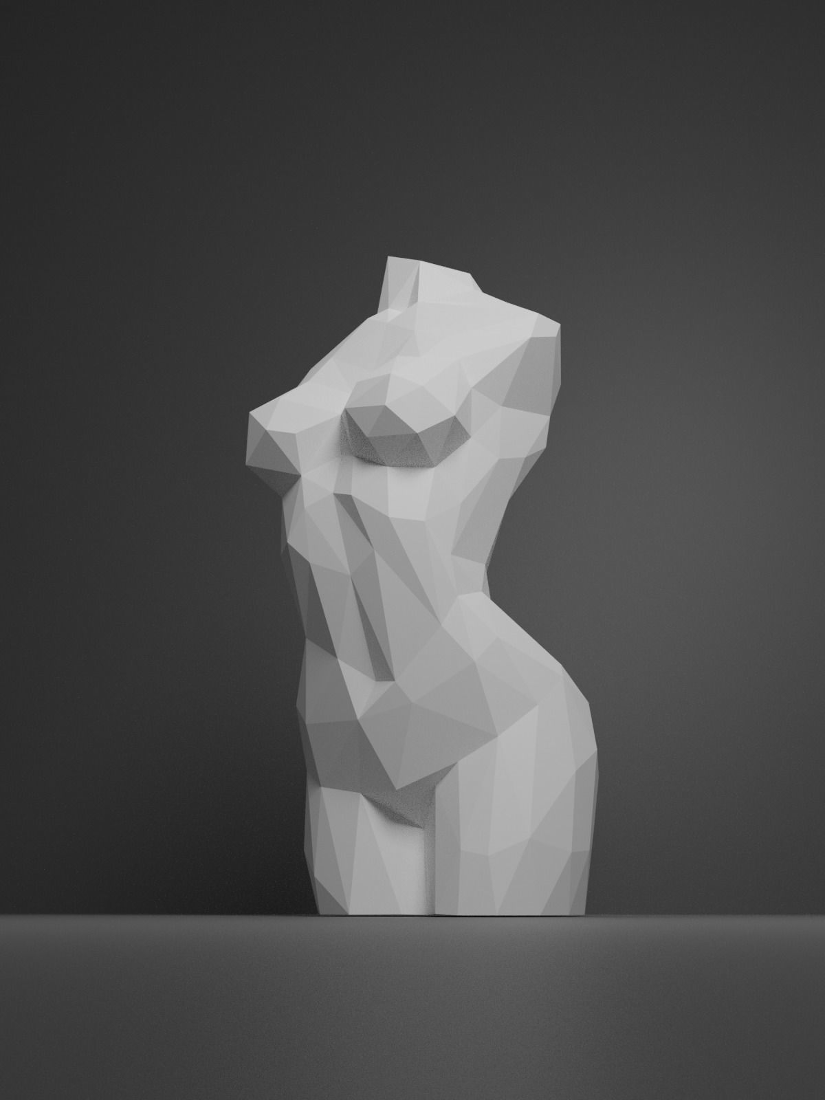 Low Poly Female Torso 3D print model_15