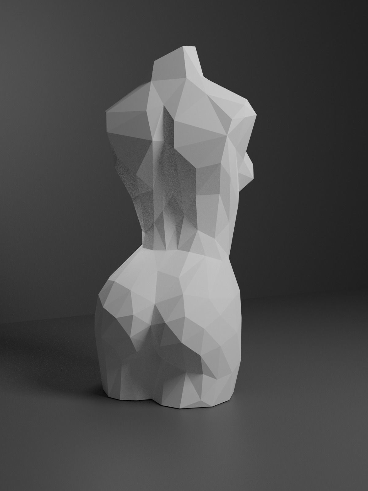 Low Poly Female Torso 3D print model_12