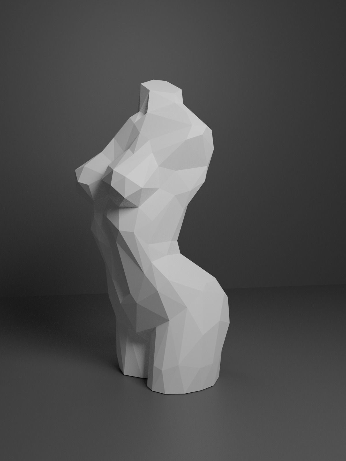 Low Poly Female Torso 3D print model_16