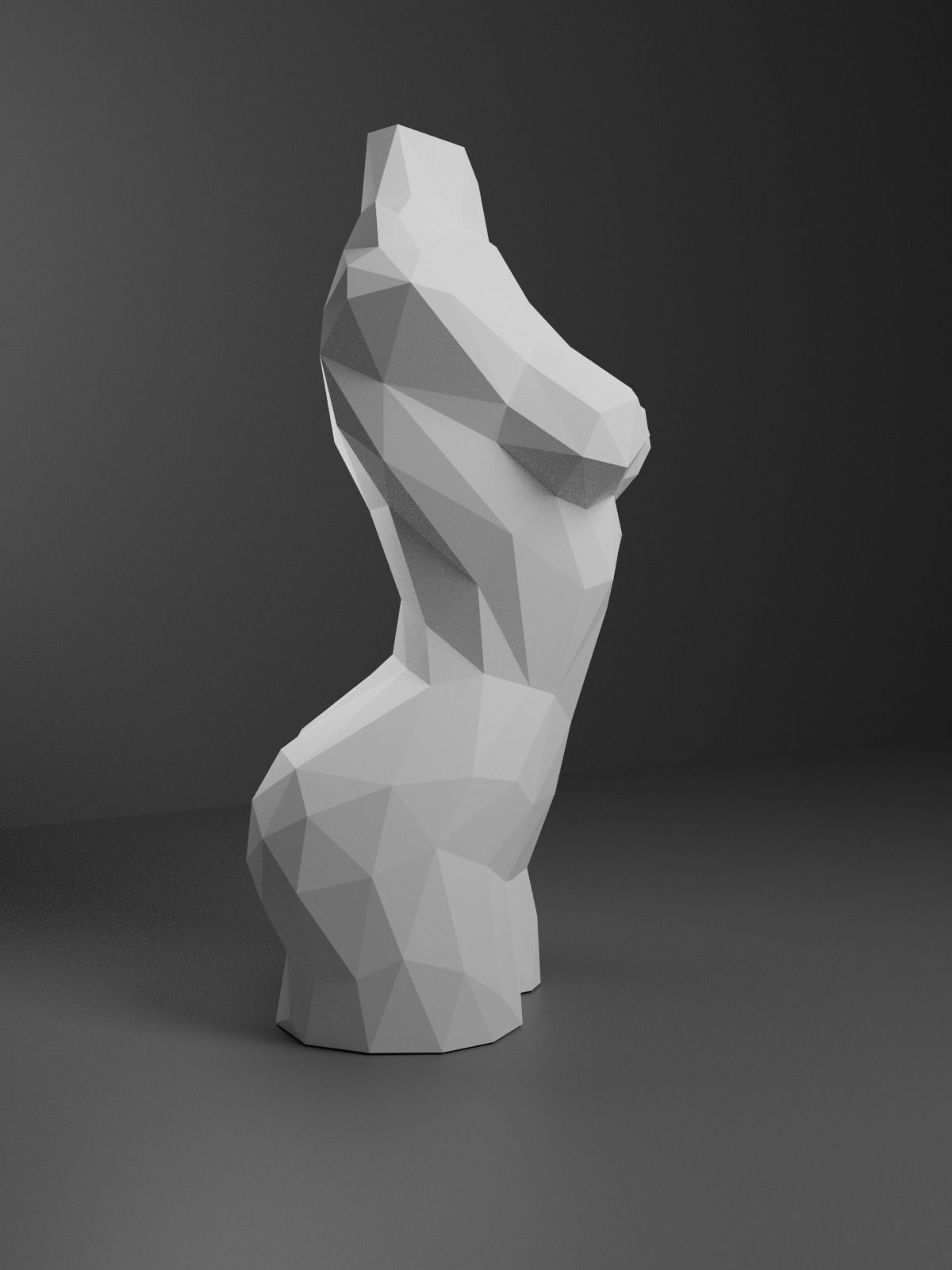 Low Poly Female Torso 3D print model_9