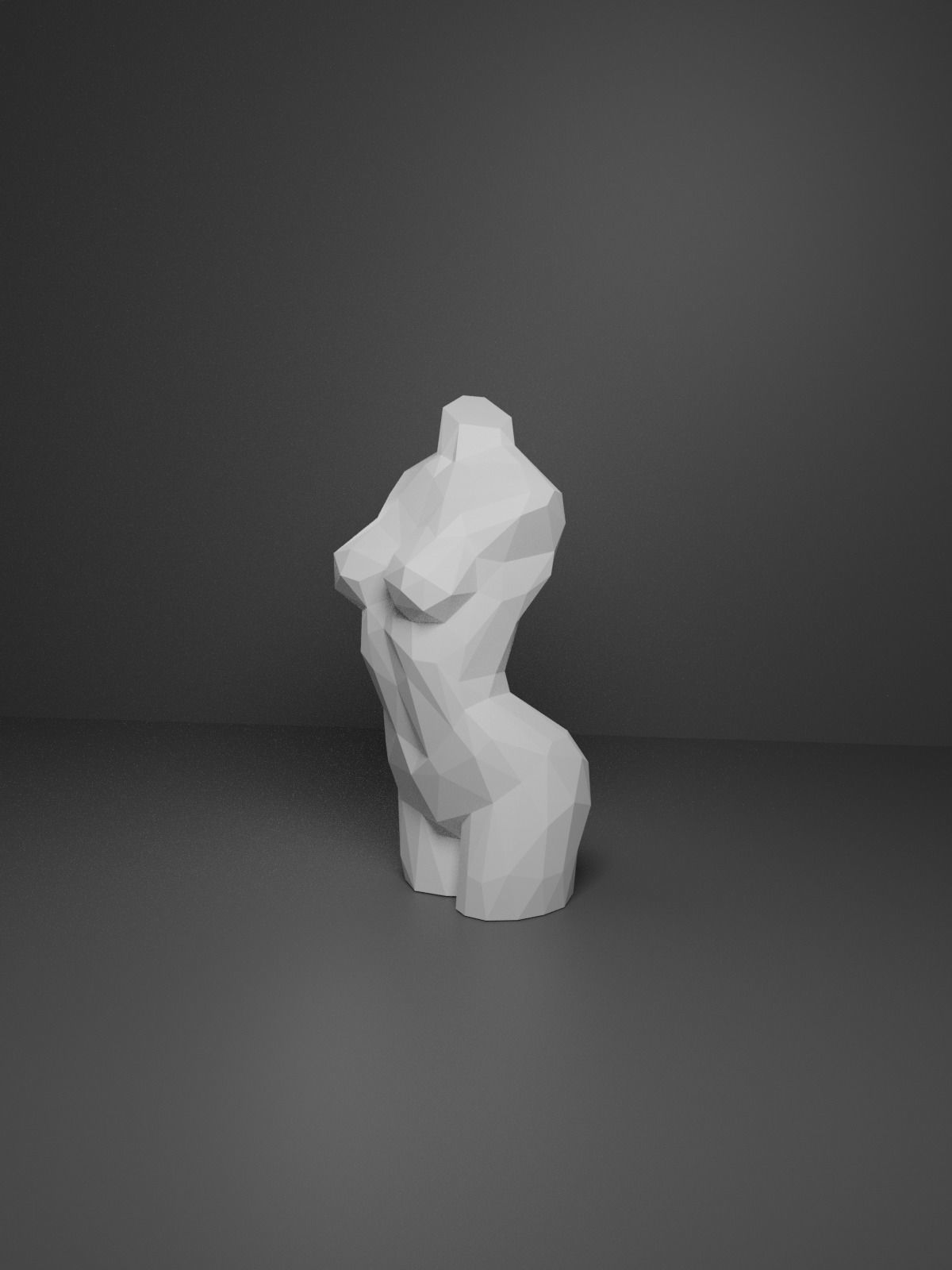 Low Poly Female Torso 3D print model_11