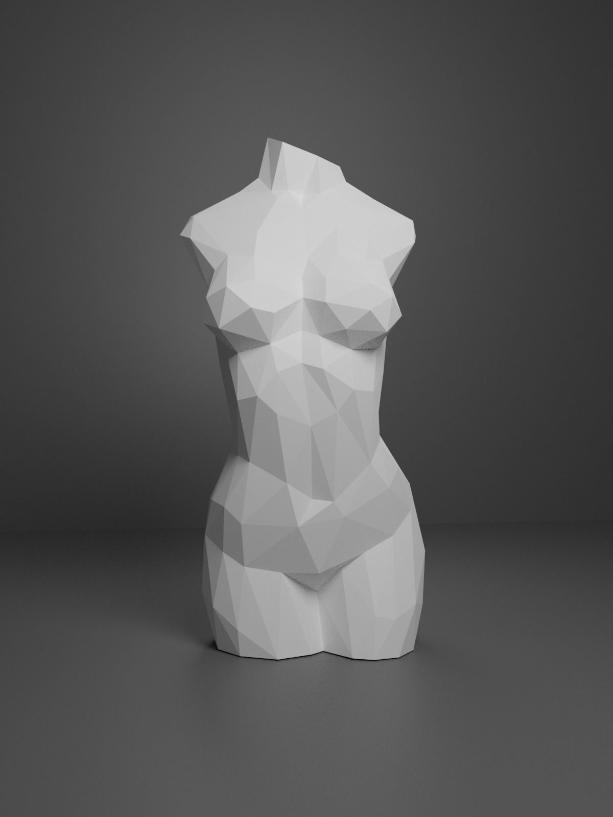 Low Poly Female Torso 3D print model_2