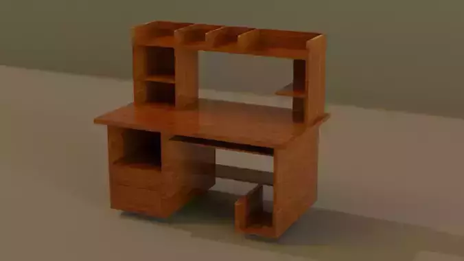 3D WOODEN COMPUTER TABLE