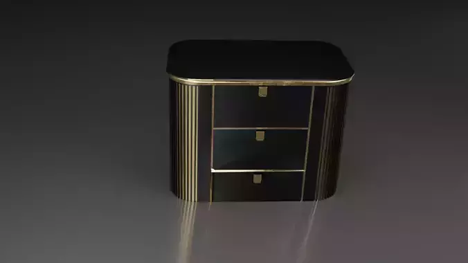 Bedside table black and gold in 3d 