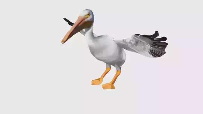 Low Poly Pelican Rigged With Realistic Texture Low-poly 3D model