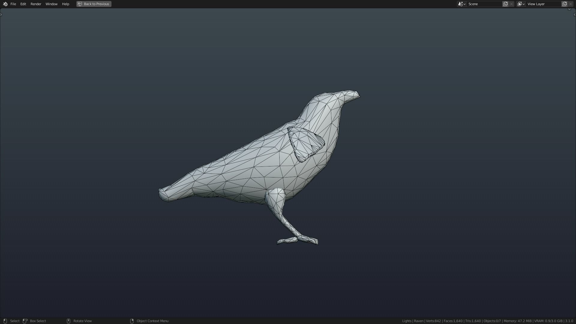 Low Poly Raven Rigged With Realistic Texture 3D model_2