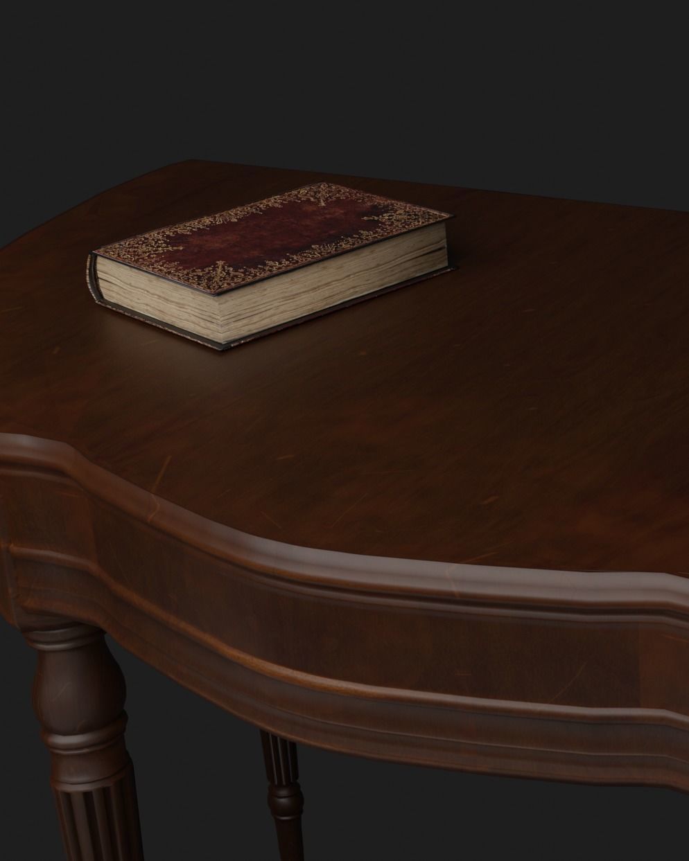 Vintage wooden table in gothic style Low-poly 3D model_2