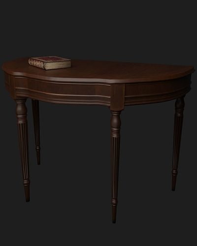 Vintage wooden table in gothic style Low-poly 3D model