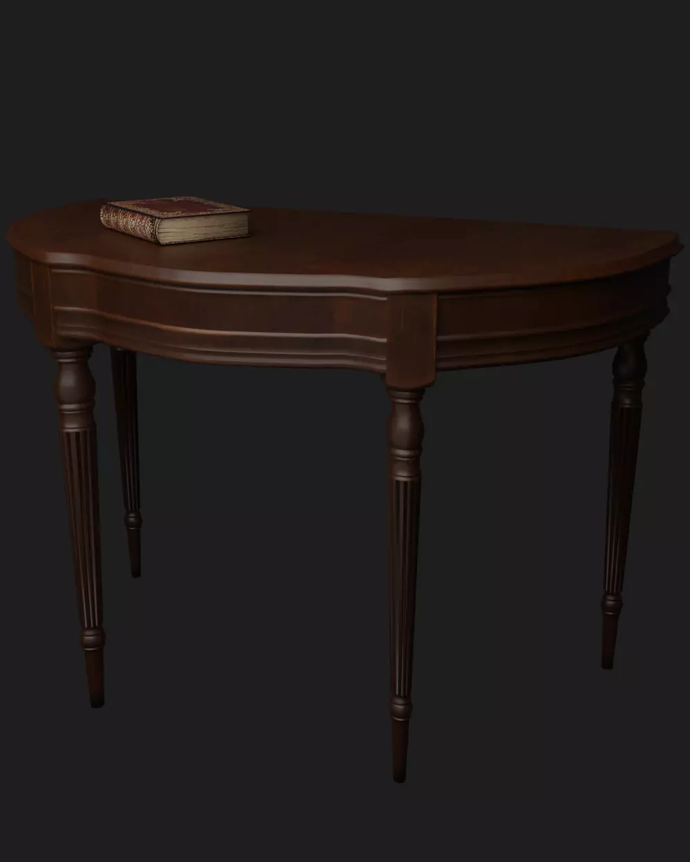 Vintage wooden table in gothic style Low-poly 3D model_0