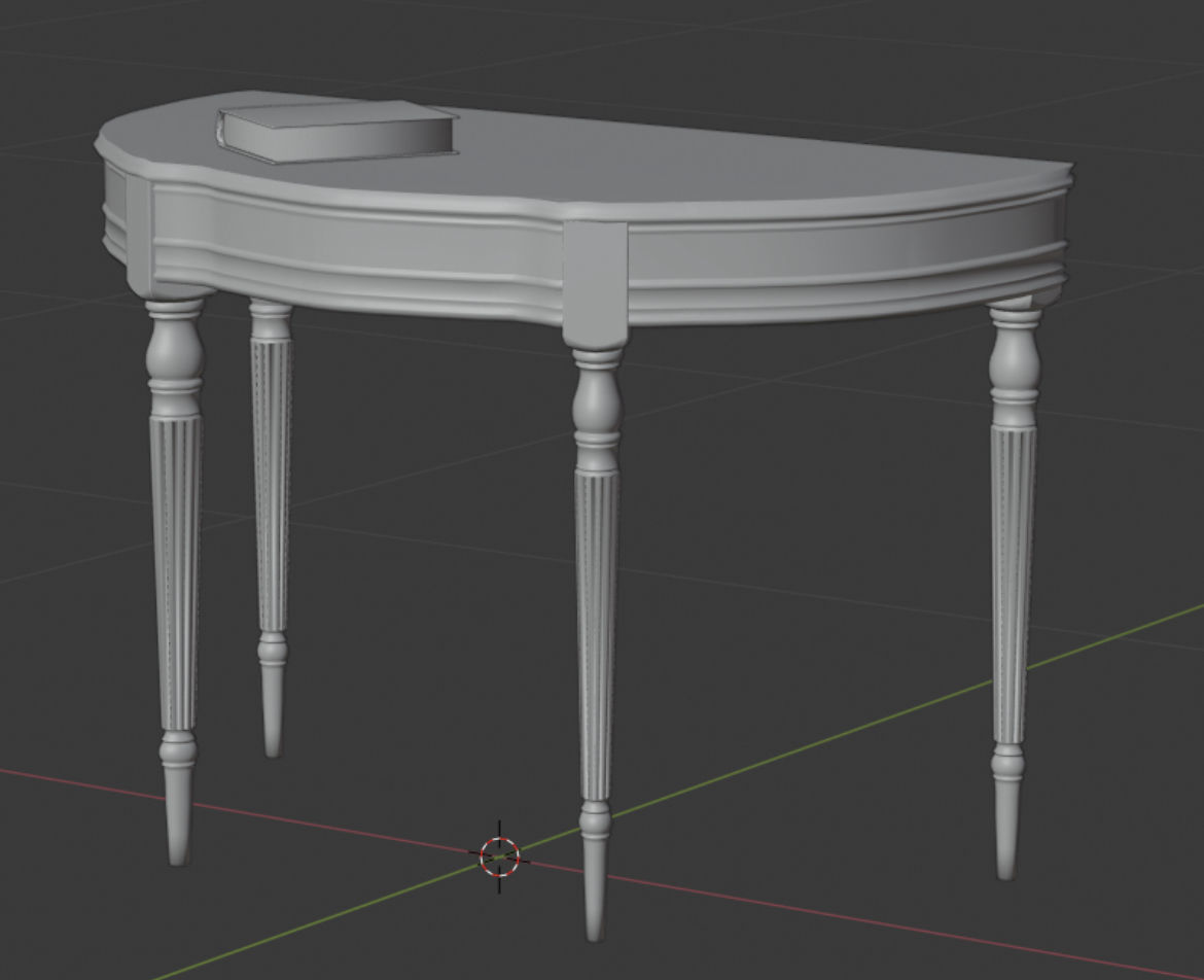 Vintage wooden table in gothic style Low-poly 3D model_4