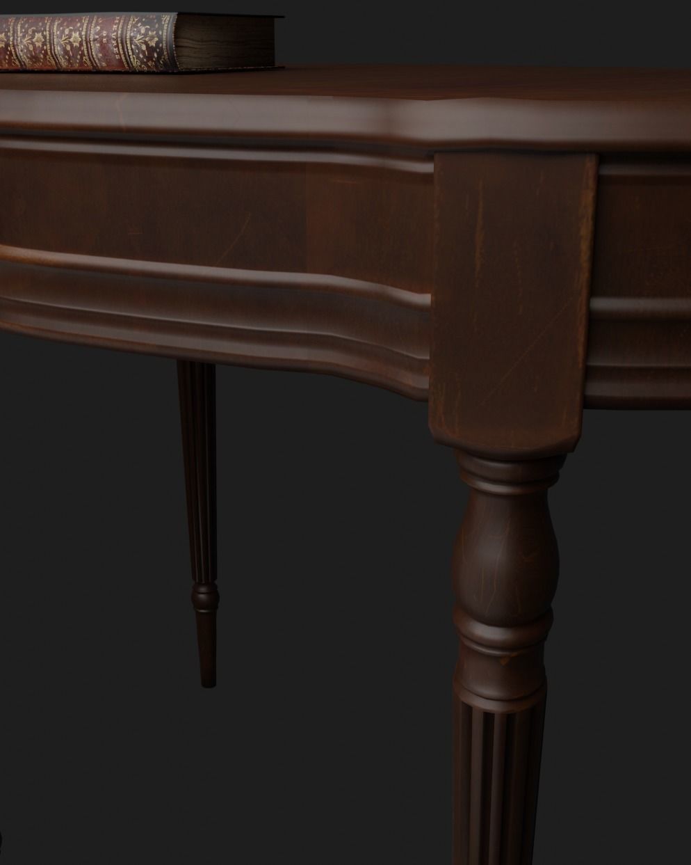 Vintage wooden table in gothic style Low-poly 3D model_1