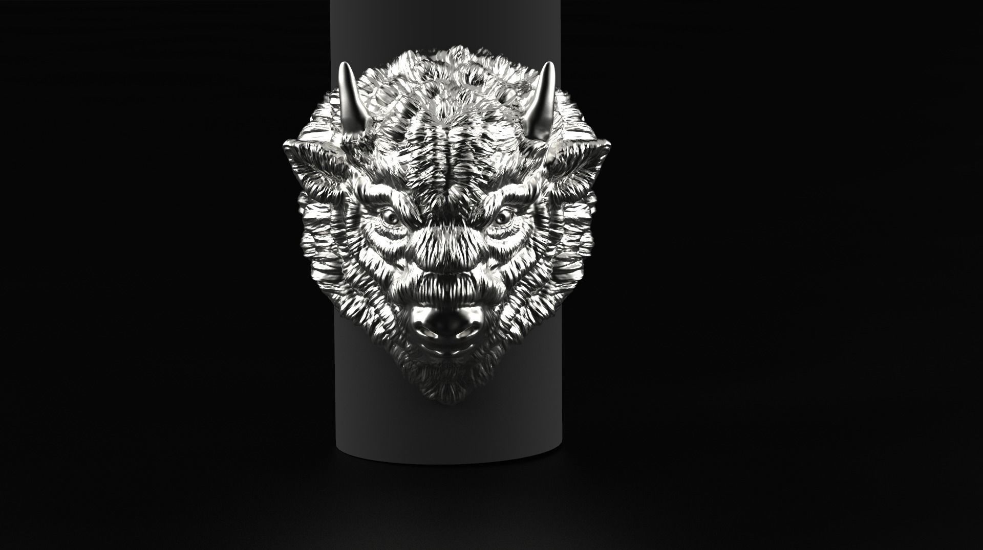 Bison jewerly ring  3D print model_2