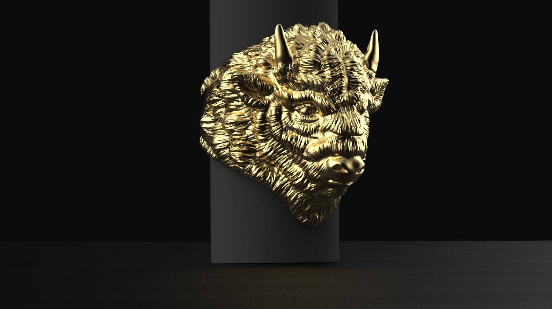 Bison jewerly ring  3D print model_1