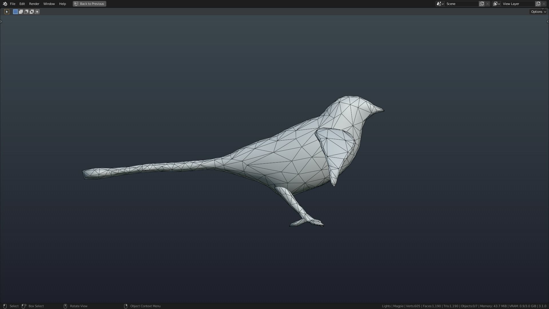 Low Poly Magpie Rigged With Realistic Texture Low-poly 3D model_7