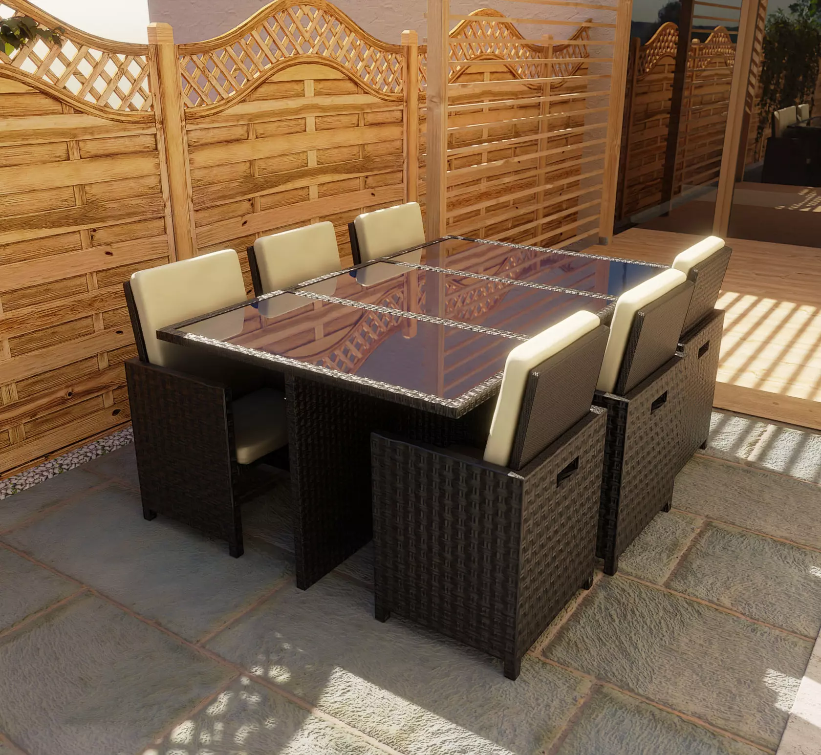 Patio Furniture Set Table and Chairs 3D model_0