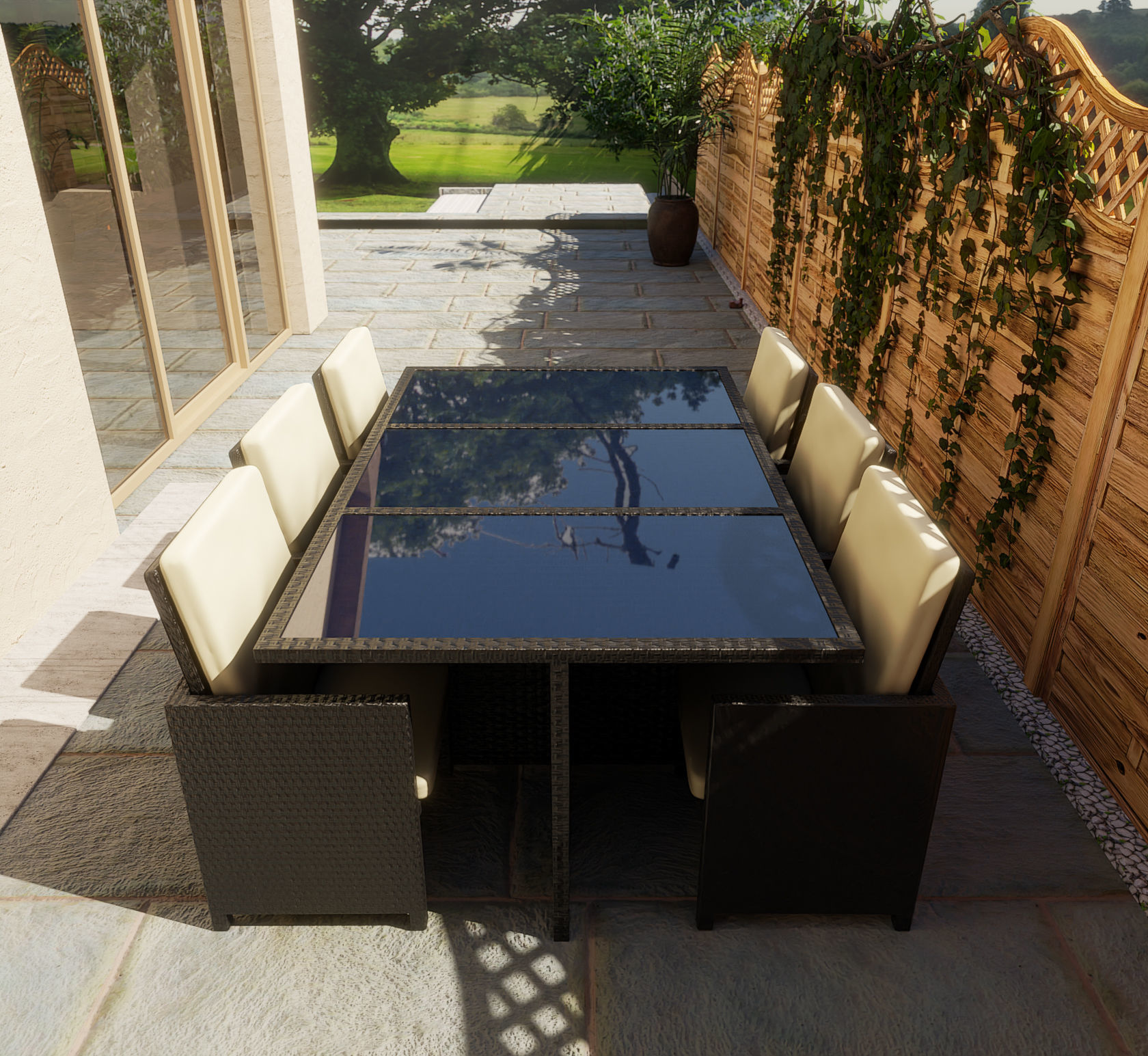 Patio Furniture Set Table and Chairs 3D model_1