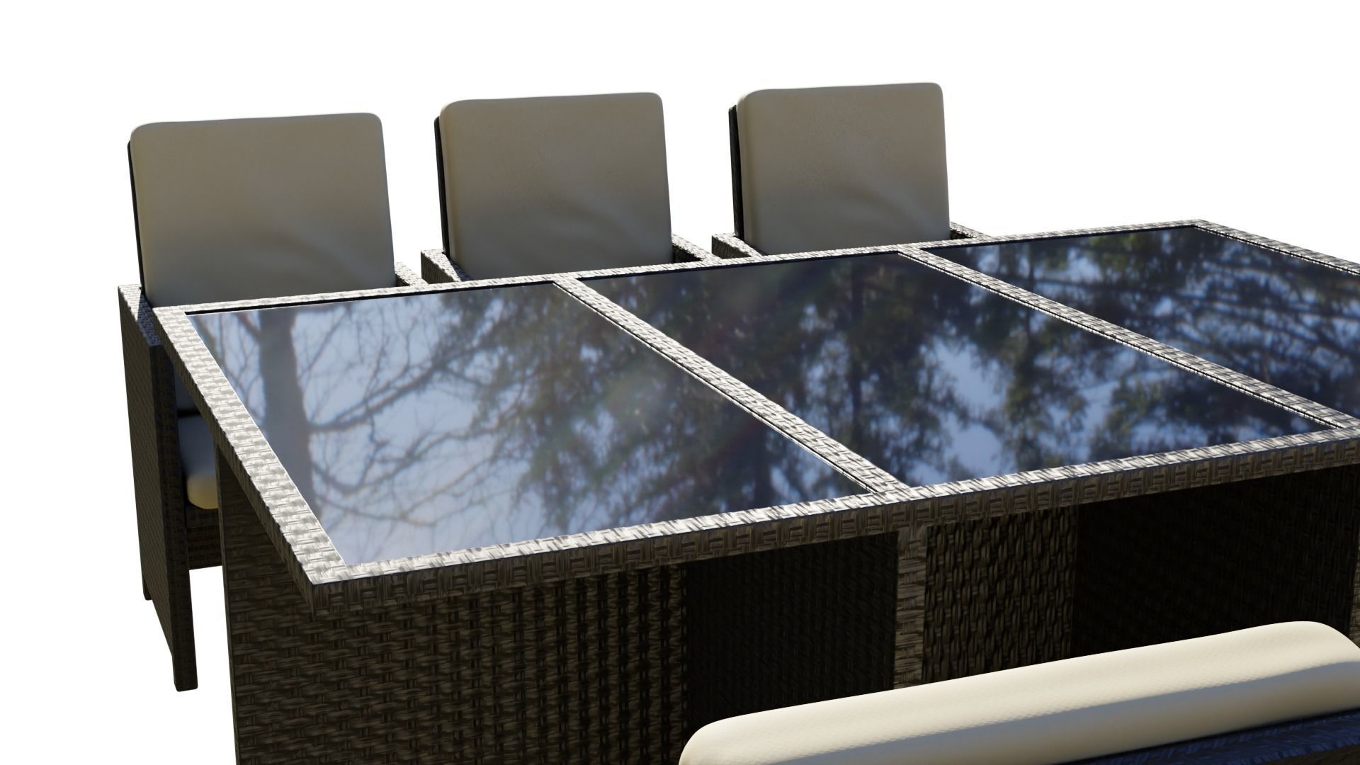 Patio Furniture Set Table and Chairs 3D model_9