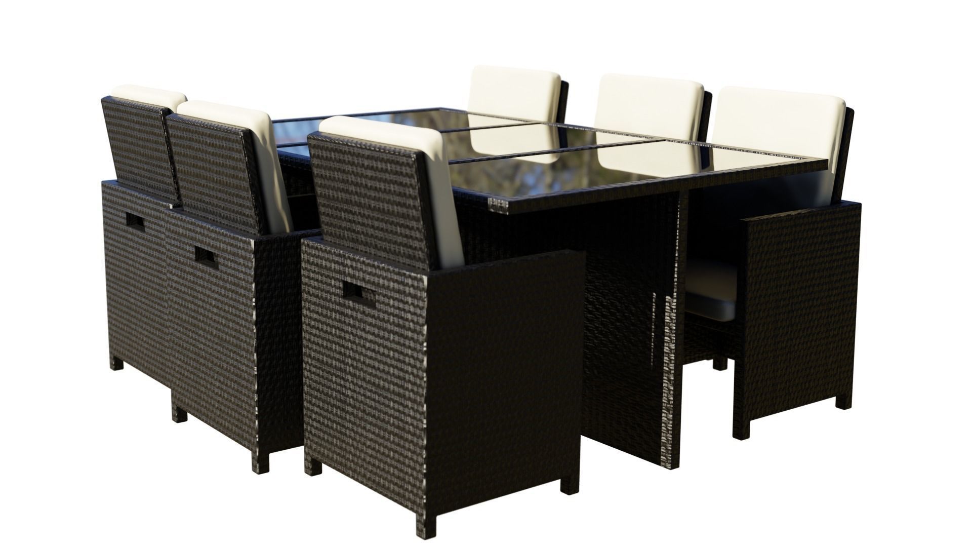 Patio Furniture Set Table and Chairs 3D model_2