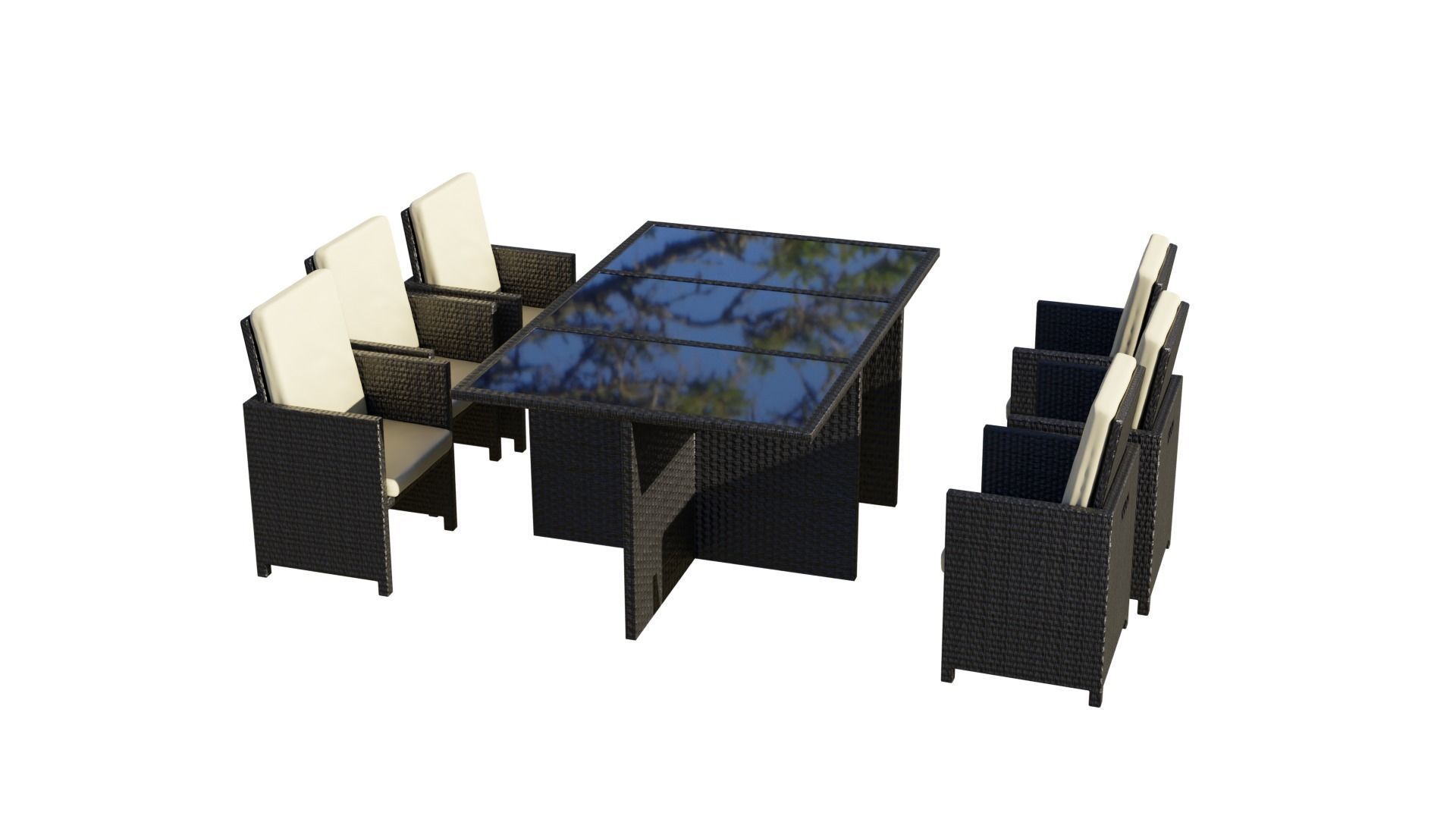 Patio Furniture Set Table and Chairs 3D model_5