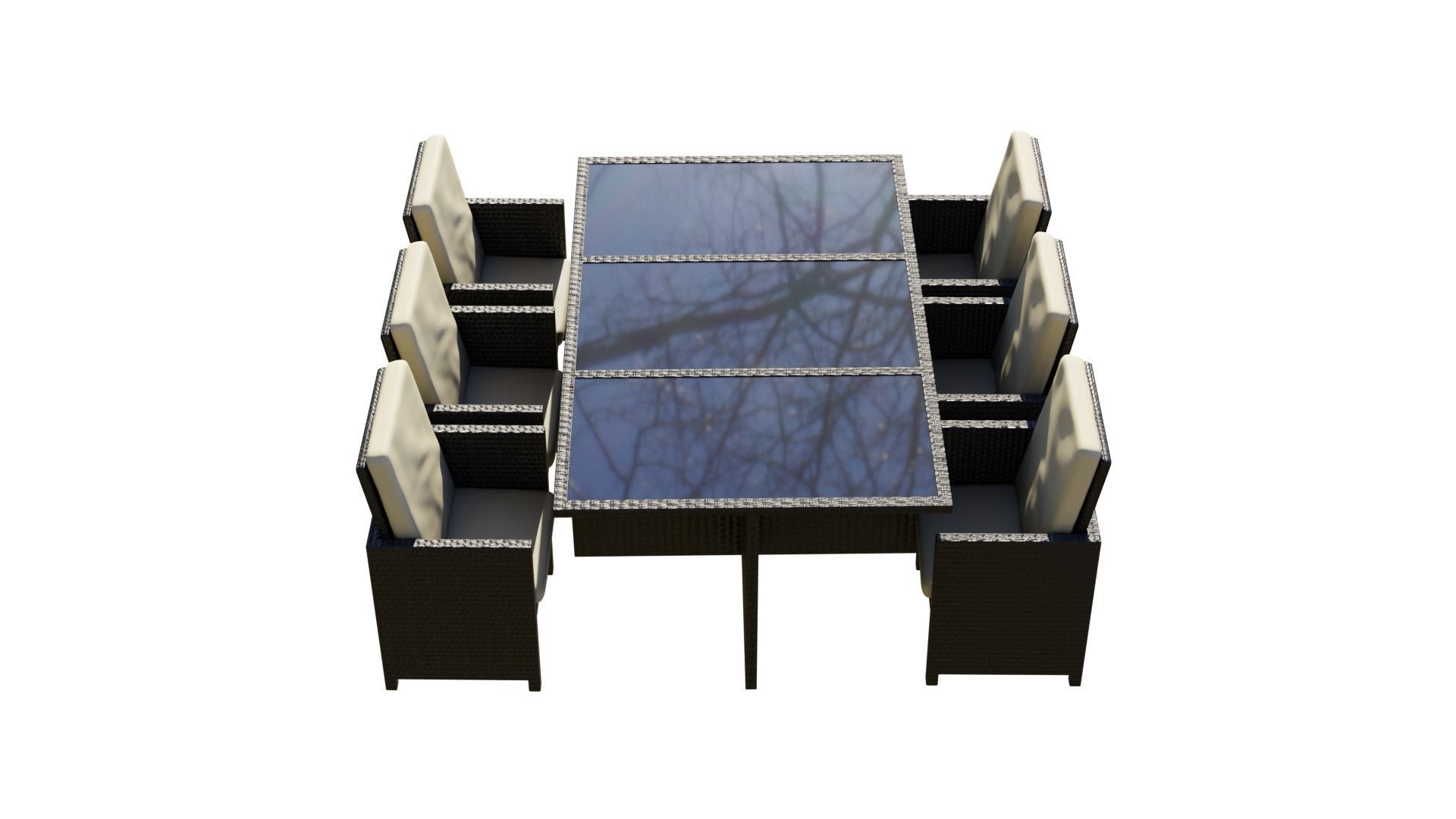 Patio Furniture Set Table and Chairs 3D model_6