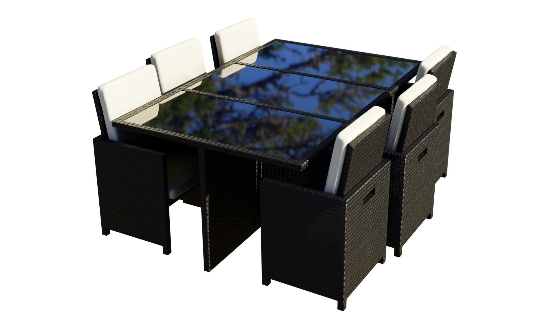 Patio Furniture Set Table and Chairs 3D model_3