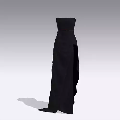 STRAPLESS DRESS LONG DRAPED RUFFLED SKIRT LOOK