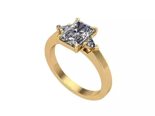 Golden Radiant Diamond Ring