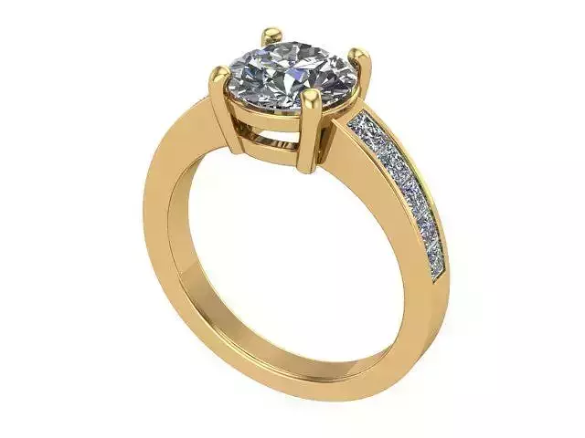 Golden Round Diamond Ring