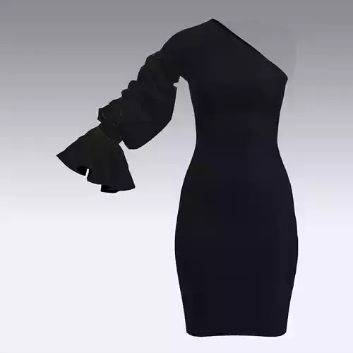 DRESS LOOK STYLE  BLACK MATTE ONE SHOULDER 