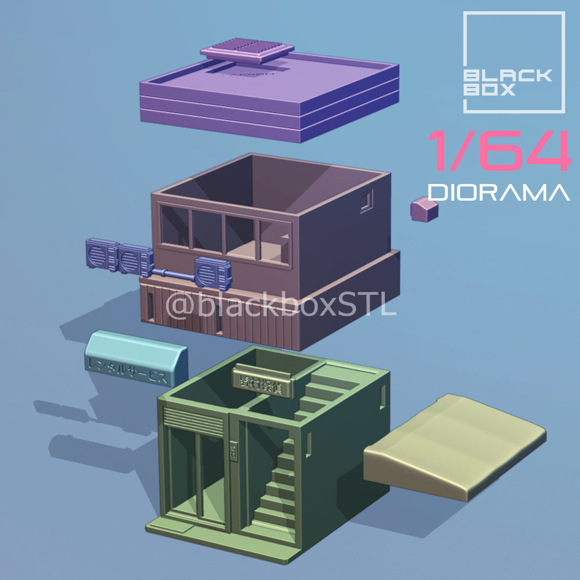 DIORAMA 1-64th scale - Commercial Building 01 3D print model_3